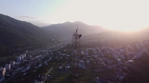 Aerial view of a large telecommunications tower with natural view 動画素材 312986114