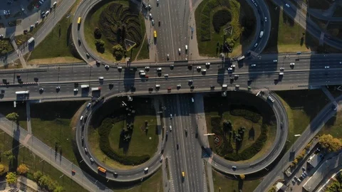 Aerial view of large traffic interchange Stock-Footage 96340705