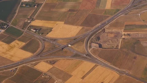 Aerial view of a large traffic intersection in La Rioja, Spain Stock Footage 97980467