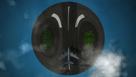Aerial view of large white passenger airplane taking off the airline in Video stock 130639514