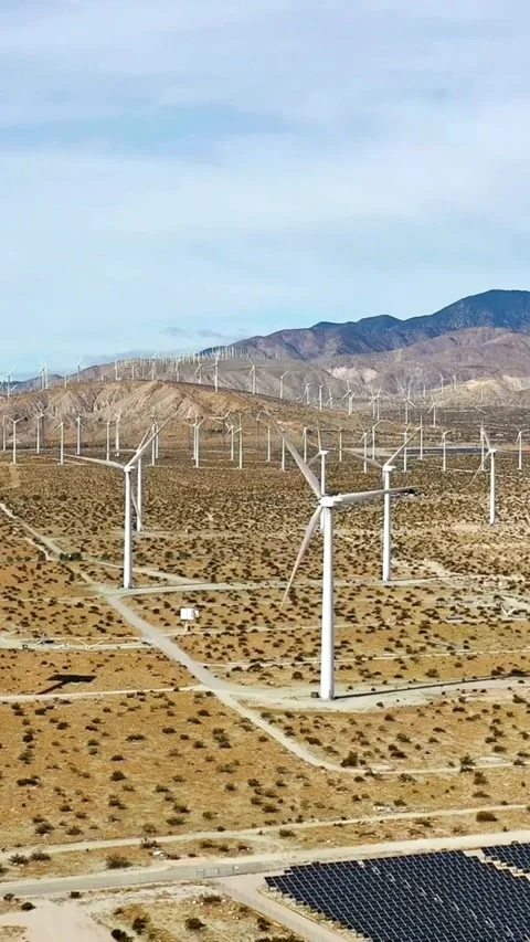 Aerial view of a large wind and solar farm Stock-Footage 333159205