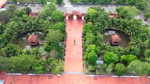 Aerial view of the largest Buddhist temple in Can Tho city, Vietnam Stock Footage 167263602