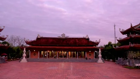 Aerial view of the largest Buddhist temple in Can Tho city, Vietnam Stock Footage 167263786