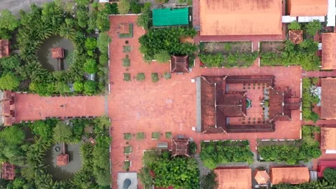 Aerial view of the largest Buddhist temple in Can Tho city, Vietnam Stock Footage 167264057