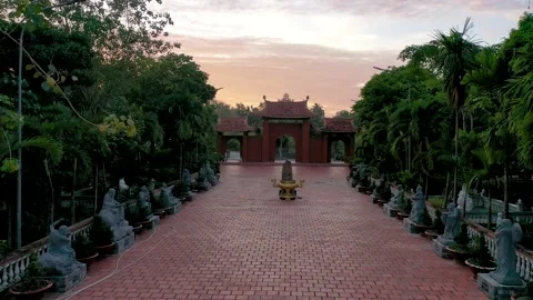 Aerial view of the largest Buddhist temple in Can Tho city, Vietnam Stock Footage 167264073