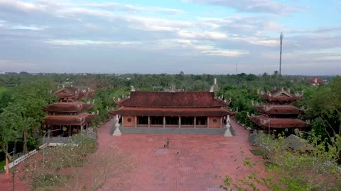 Aerial view of the largest Buddhist temple in Can Tho city, Vietnam Video stock 167264096