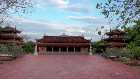Aerial view of the largest Buddhist temple in Can Tho city, Vietnam Stock Footage 167264102