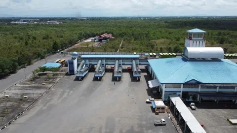 Aerial view of the largest bus station in Banjarmasin Stock Footage 327050065