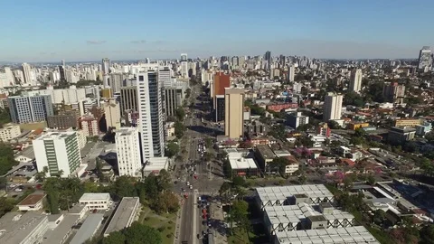Aerial view Largo da Ordem in Curitiba Center. Curitiba/Parana. July, 2017.  Stock Footage 80719163