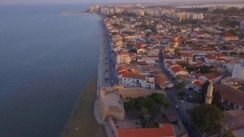 Aerial View of the Larnaca City during Sunset Time, Cyprus Stock Footage 110803077