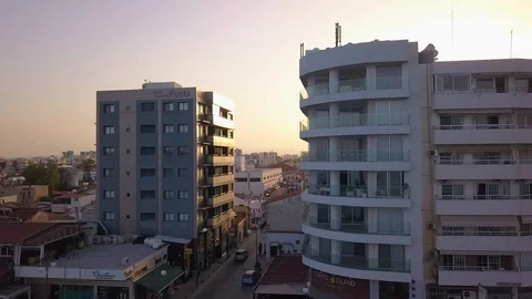 Aerial View of the Larnaca City during Sunset Time, Cyprus Stock Footage 110803110