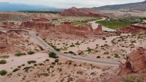 Aerial View Of The Las Conchas River Valley With Red Rocks And The Road Stock Footage 191753748
