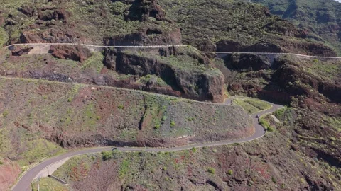 Aerial View of Las Gaviotas Beach and Rocky Coast, Tenerife, Canary Islands Stock Footage 332823909