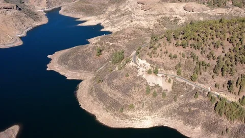 Aerial view of the "Las Niñas Dam"  Gran Canaria, Islas Canarias Spain. 스톡 동영상 114511053
