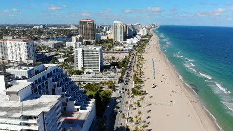 Aerial view of Las Olas beach, Fort Lauderdale, United States 動画素材 140036547