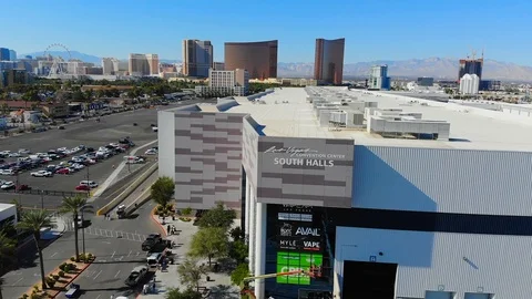 Aerial view of the Las Vegas Convention Center in Nevada Stock Footage