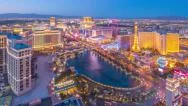 Aerial View Of Las Vegas Strip Skyline, Sunset, Night City. 4K Uhd Timelapse Stock Footage
