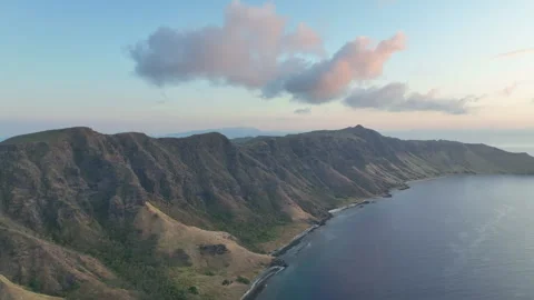 Aerial View of Last Light of Day on Beautiful Island Near Komodo, Indonesia 動画素材 246565853