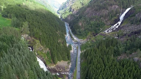 Aerial view of Latefossen. Stock Footage 92839591