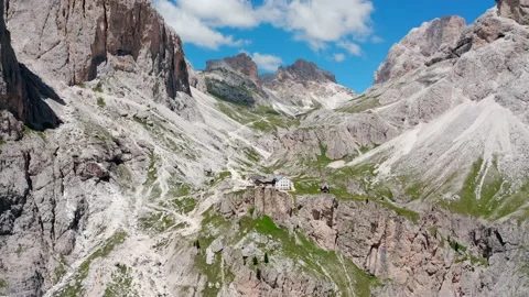 Aerial view of the latemar mountain complex in the Trentino Dolomites Stock Footage 211963349