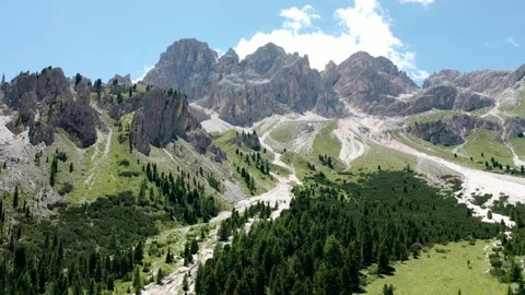 Aerial view of the latemar mountain complex in the Trentino Dolomites Stock Footage 211965831