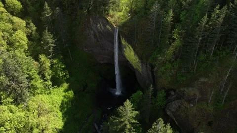 Aerial view of Latourell Falls in Oregon Stock Footage 339638690
