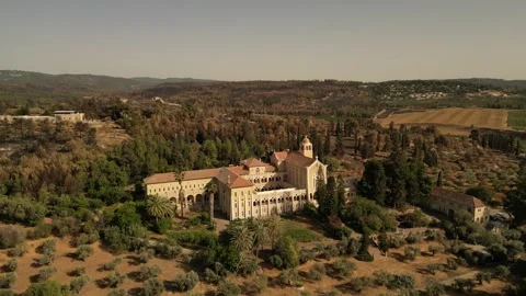 Aerial View of Latrun Monastery Surrounded by Landscape Israel Stockbeeldmateriaal 337629765