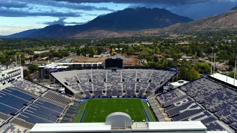 Aerial view of LaVell Edwards Stadium in Provo, United States. Stock Footage 345082354