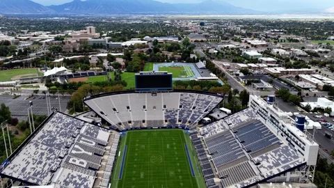 Aerial view of LaVell Edwards Stadium in Provo, United States. Stock Footage 345082360