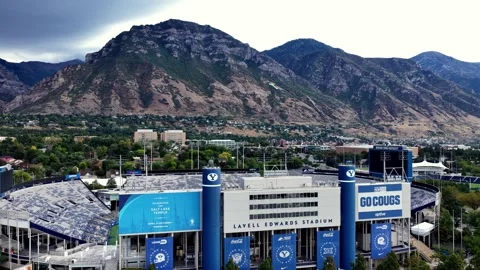Aerial view of LaVell Edwards Stadium in Provo, United States. Stock Footage 345082362