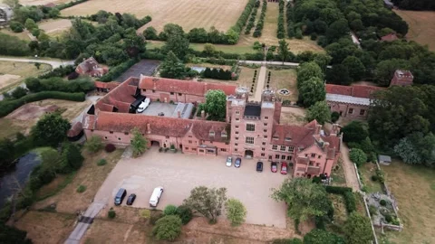 Aerial View Of Layer Marney Tower Historic Tudor Palace In Essex England Stock Footage 342335429