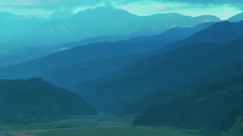 Aerial view of Layers of mountain Stock Footage 340368768