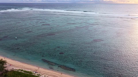 Aerial View of Le Morne Lagoon and Tropical Beach in Mauritius Stock Footage 339509780