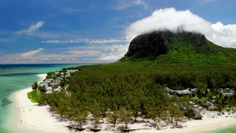 Aerial view on Le Morne mountain in Mauritius Stock Footage 169957193