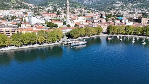 Aerial view of Lecco city on Como Lake Stock Footage 317953409