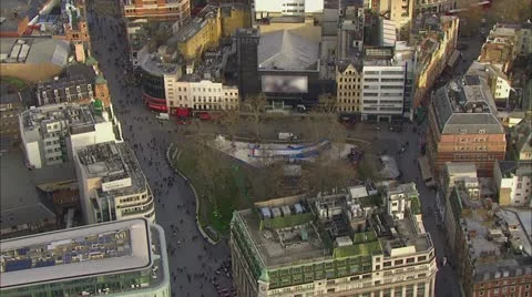 Aerial view of Leicester Square, London Stock Footage