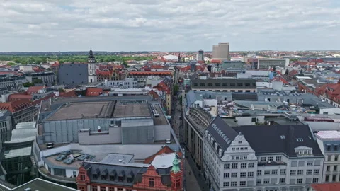 Aerial view of Leipzig Mitte district , Germany Stock Footage 245800473