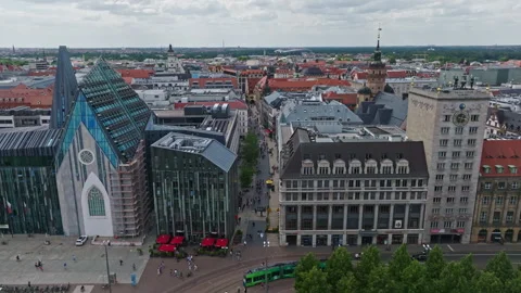 Aerial view of Leipzig Mitte district , Germany Stock Footage 245851937