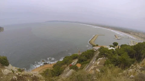 Aerial view from l'Estartit and the wild sea Stock Footage 107879778