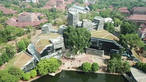 Aerial view of library of indonesia national university Stock Footage