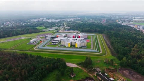 Aerial View Liepaja Prison Complex Latvia Modern Security Facility Stock Footage 333431979