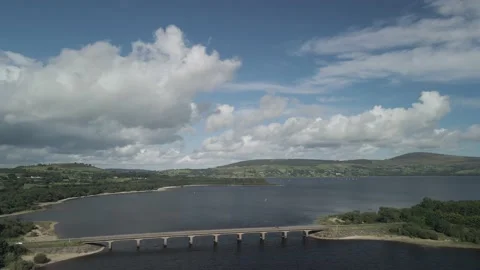 Aerial view of the Liffey Lake in Blessington Stock Footage 166810153