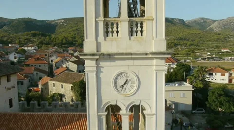 Aerial view, lift of Clock Tower Jelsa 库存影片 45587864