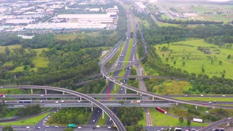 Aerial view of the Light Horse Interchange in Sydney, Australia Stock Footage