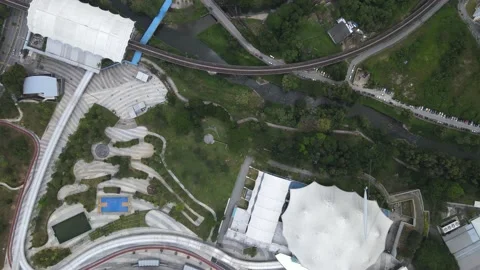 Aerial view Light Rail Transit station and Sport city in Bukit Jalil Stock Footage 148427152