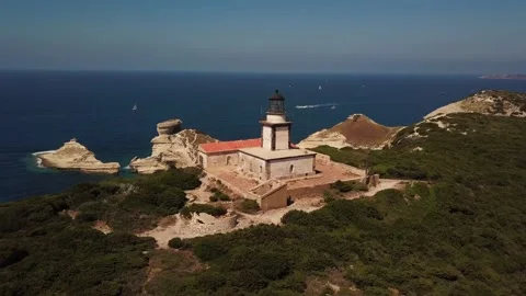 Aerial view of a lighthouse in 4K Stock Footage 153346899