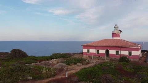 Aerial view of the lighthouse. Aerial view of decommissioned lighthouse Stock Footage