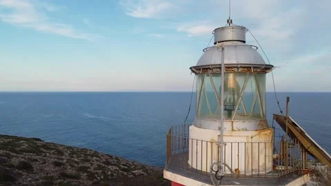 Aerial view of the lighthouse. Aerial view of decommissioned lighthouse Stock Footage 139149727