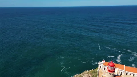 Aerial View on Lighthouse of Cape St. Vincent Algarve Portugal Stock Footage 332414121