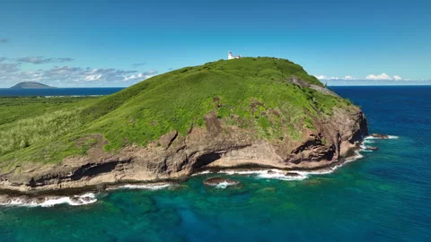 Aerial view: Lighthouse in Flat island, Mauritius. Stock Footage 245021807
